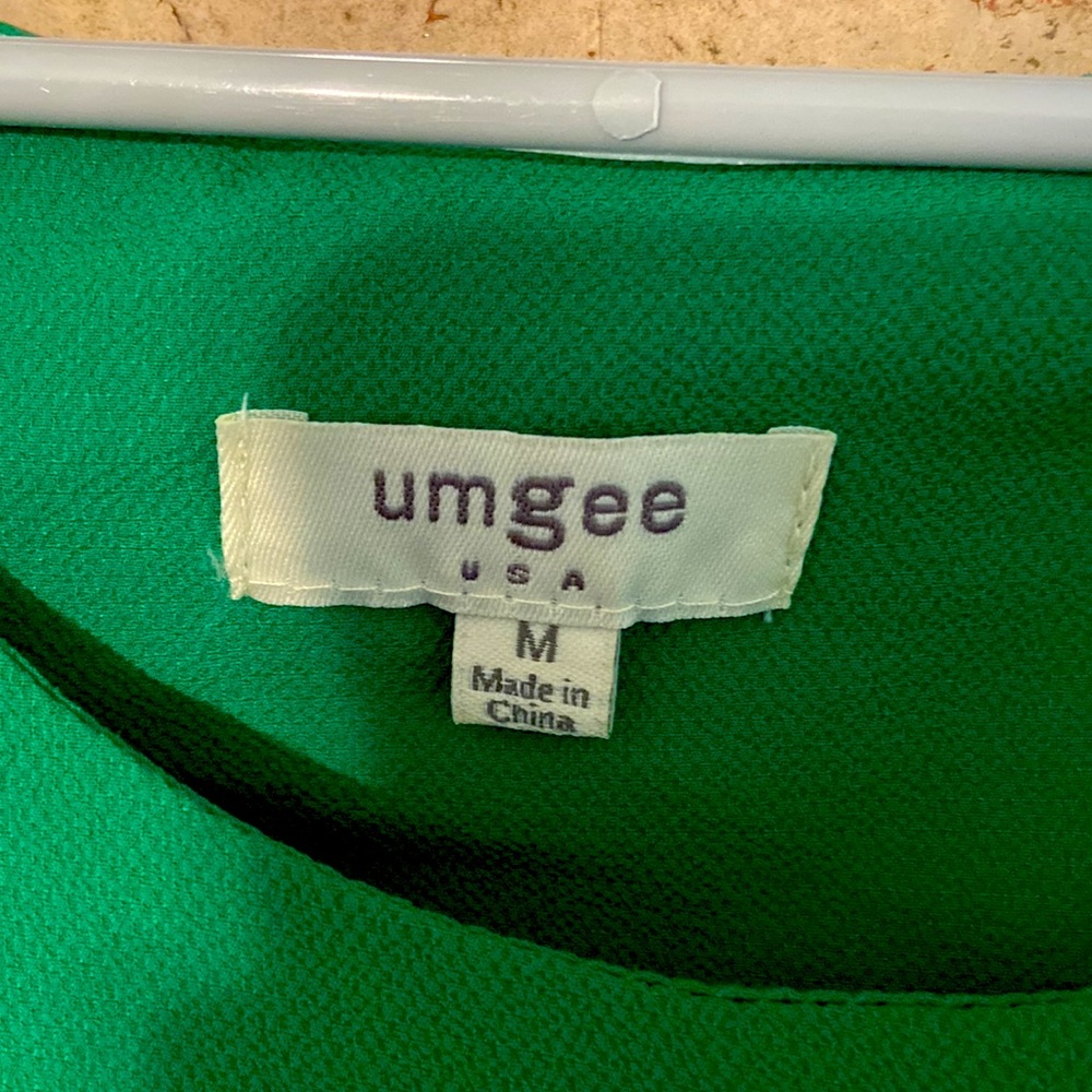 Kelly Green ruffled cold shoulder Umgee Shirt - Picture 3 of 4